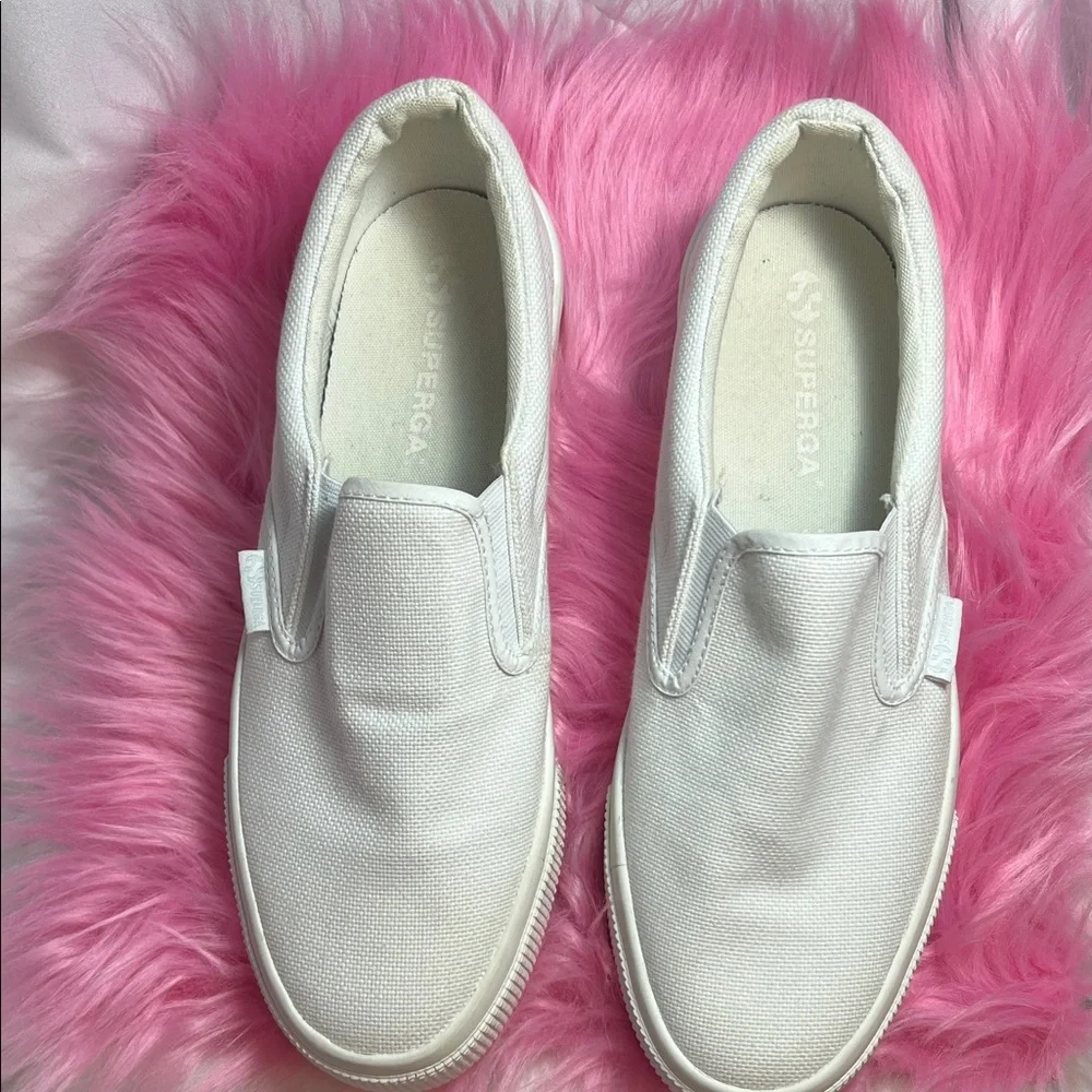 Superga Classic White Canvas Slip-Ons